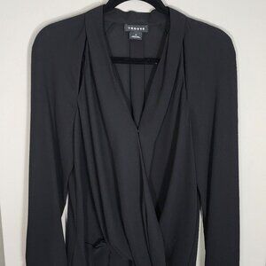 Trouve Chiffon Long Sleeve Blouse draped surplice front size M black EUC